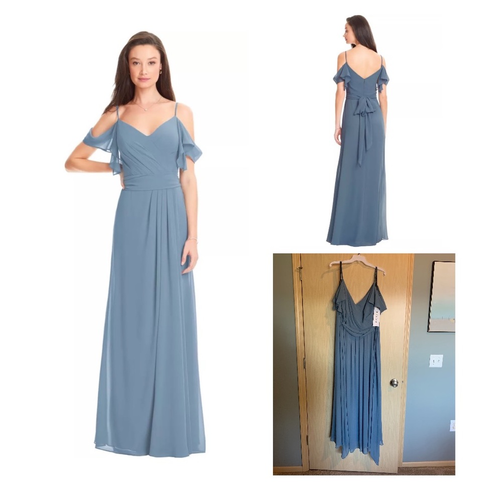 Bill Levkoff Slate Blue Bridesmaid Dress